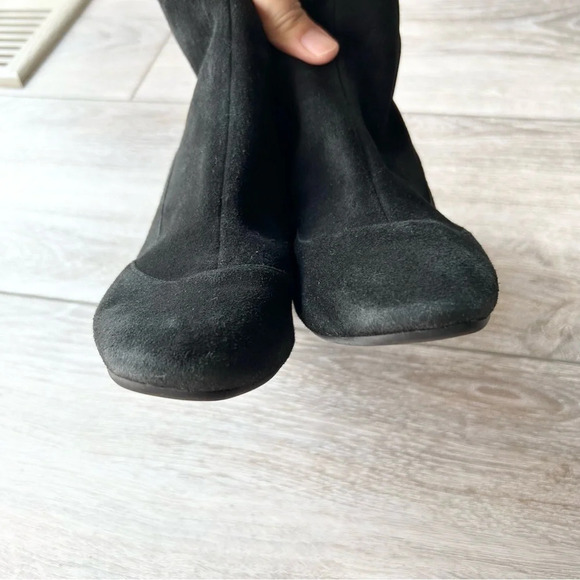 Cole Haan Laree Stretch Black Suede Sock Booties  with Gold Bar - Picture 3 of 16
